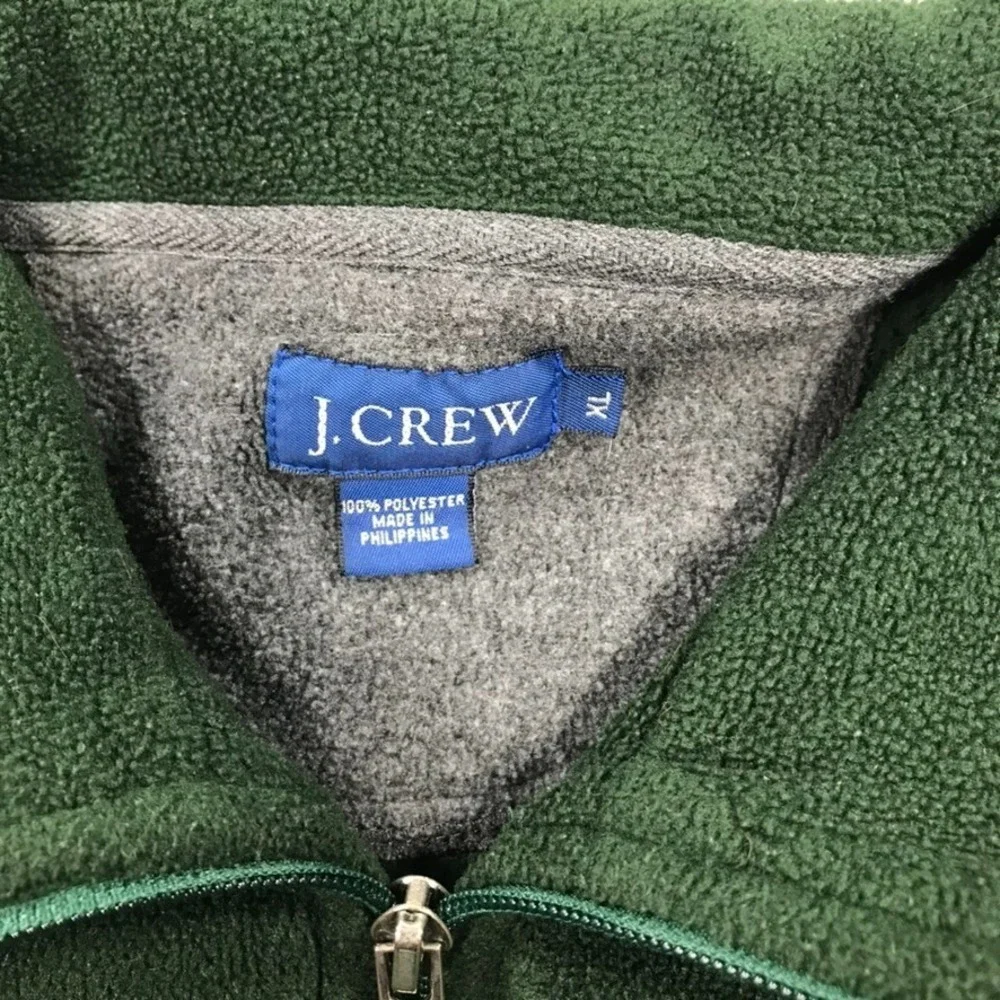 Vintage J. Crew Fleece Sweater Jacket Men's Extra Large Green 1/4 Zip Pullover